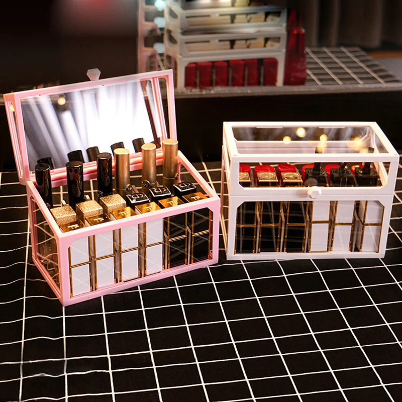 

Clear Acrylic Makeup Organizer Storage Boxes Plastic Make Up Organizer for Cosmetics Lipstick Organizer Home Storage Drawer Type