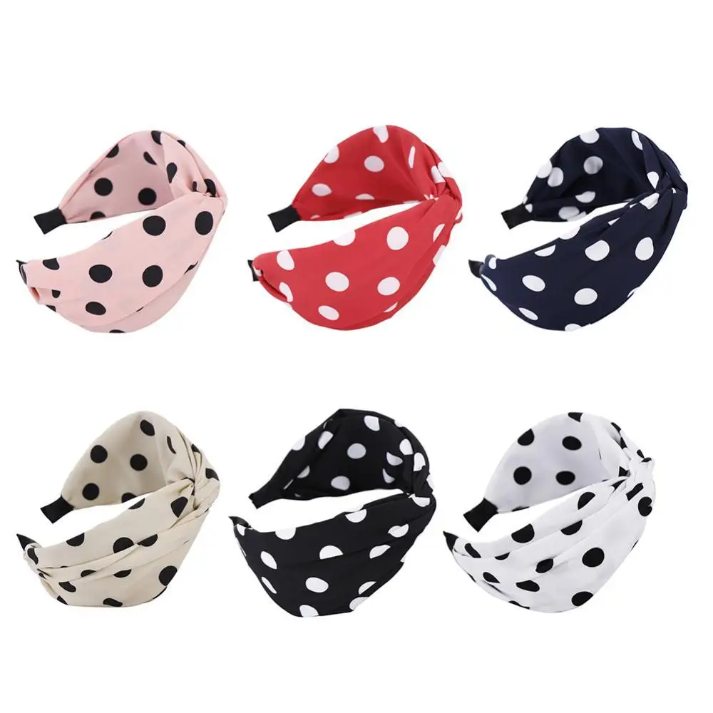 

80% HOT SALES!! Fashion Polka Dot Twist Knotted Hair Hoop Women Girl Wide Rim Headband Headwear