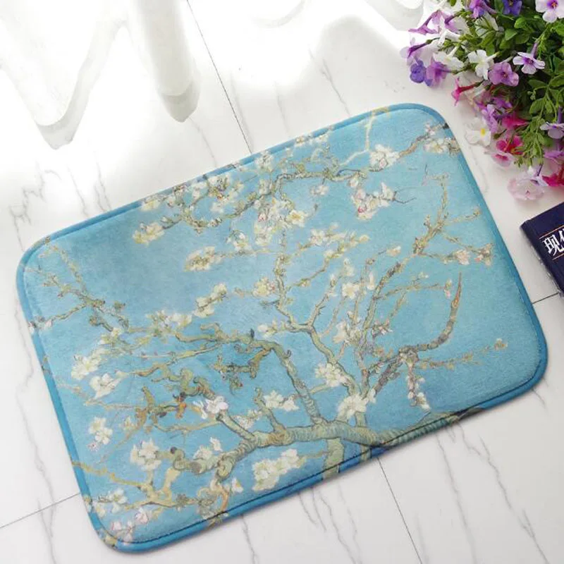 Shabby Chic Almond Blossom Kitchen Living Room Rug Carpet Vintage Branches Van Gogh Floor Entry Door Bath Mat Doormat Home Decor | Дом и сад