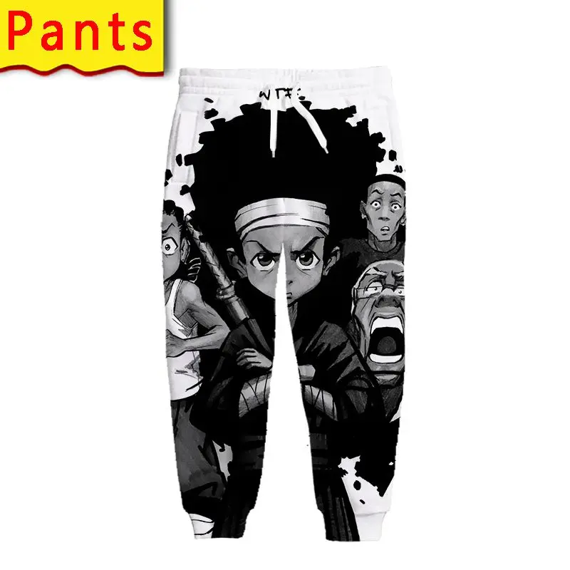 

boondocks huey hoodie sweatshirt 3d print men harajuku cartoon jacket graphic tee shirt streetwear pants anime clothes blanket