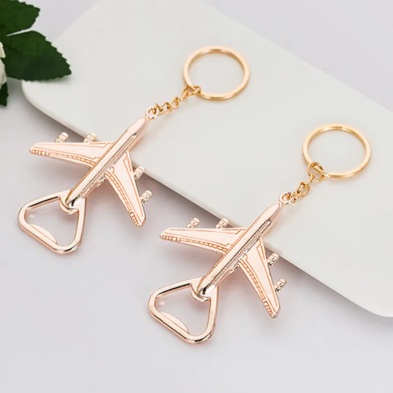 rose gold 10 шт. до 50 шт. свадебные подарки для гостей винтажный самолет открывалка для бутылок брелок детский душ вечерние сувениры подарок для невесты - Цвет: rose gold