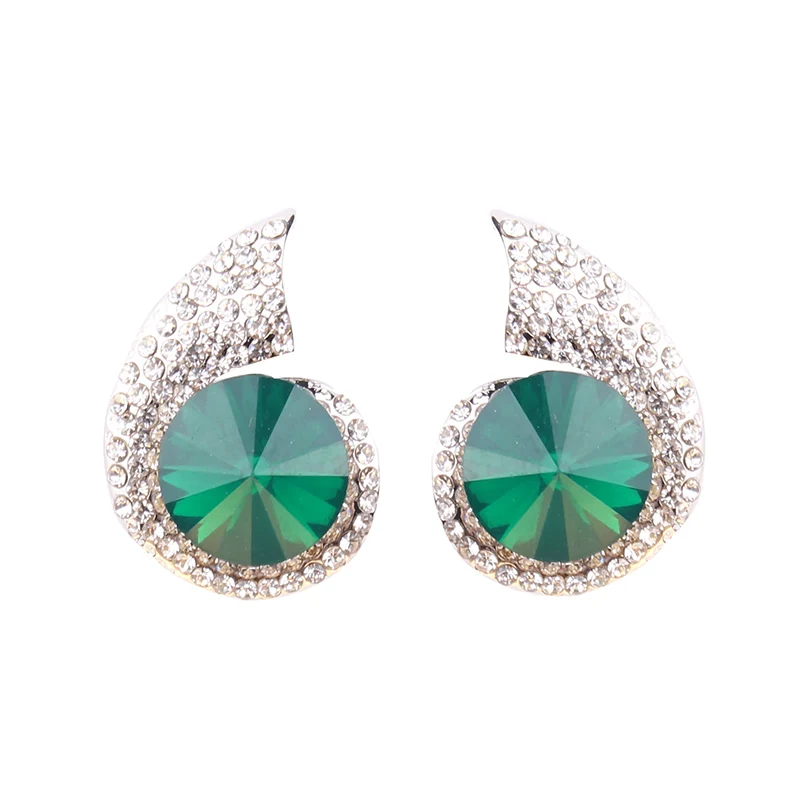 green LUBOV, модные геометрические серьги-гвоздики, роскошные золотые, серебряные, прямоугольные стразы, серьги для женщин, вечерние ювелирные изделия, подарок - Окраска металла: green
