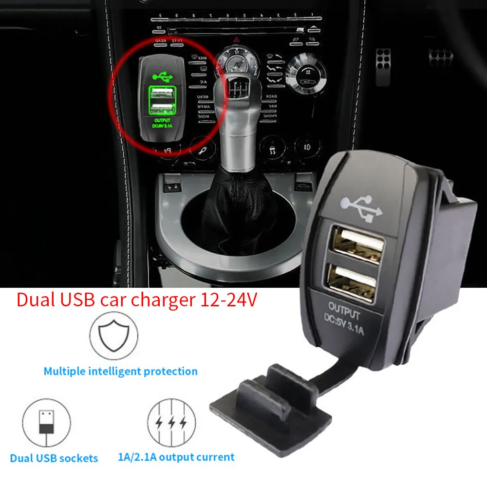 12-24V Car Charger USB 5V 3.1A Universal Waterproof Dual USB Ports Auto Adapter Dustproof Phone Charger For Iphone Xiaomi Redmi images - 6