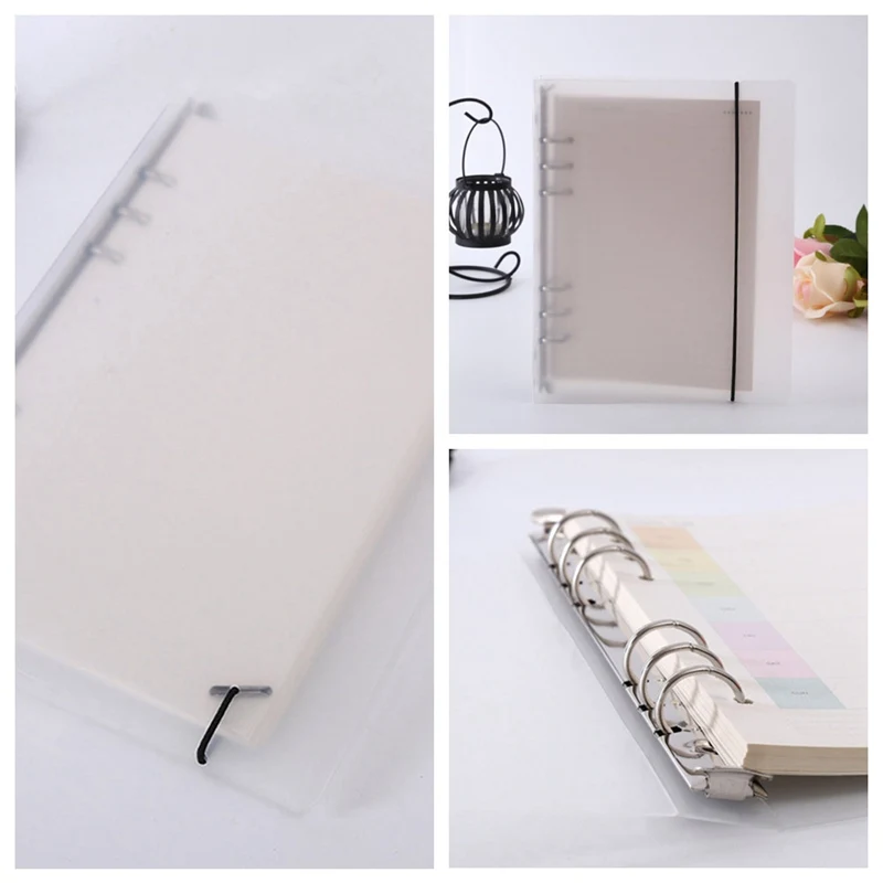 

A5/A6/A7 Notebook Cover Matte Translucent Loose-leaf Business Office Standard PP 6-hole Ring Binder School Supplies