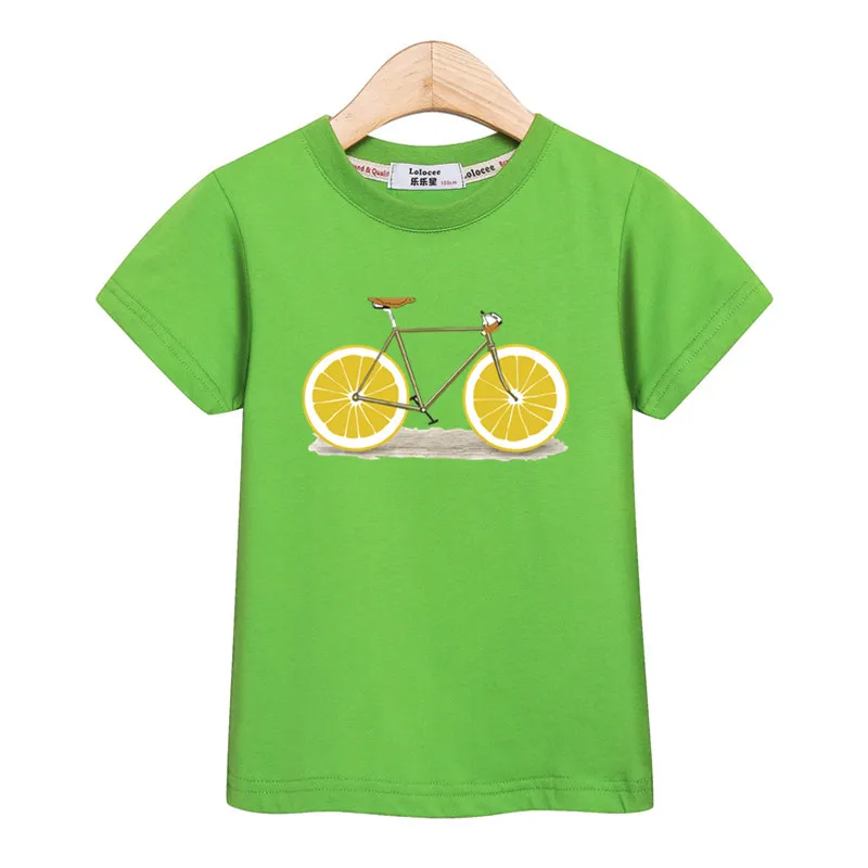 

Kids Fashion tops summer boys t-shirt short sleeve tees fruit bike girl clothes kid print shirt children tee 5-14T