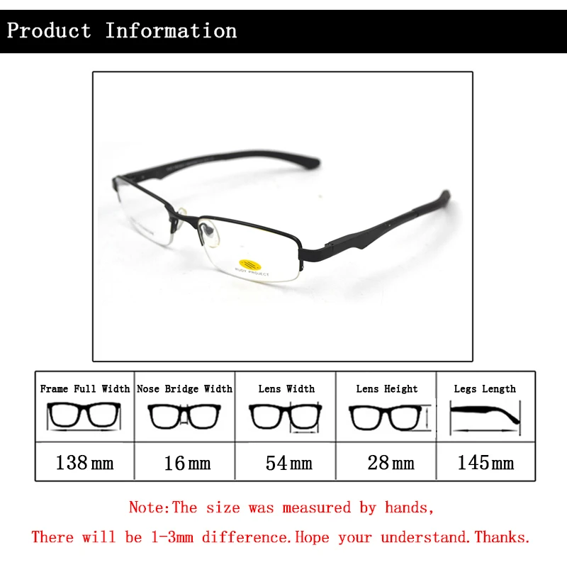 Оправа для очков с полу ободком из чистого титана мужские прозрачные очки