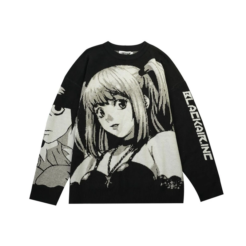 

Men Women Hip Hop Streetwear Harajuku Longsleeve Sweater Vintage Knitted Pullover Japanese Style Anime Girl Tops Clothing 2021