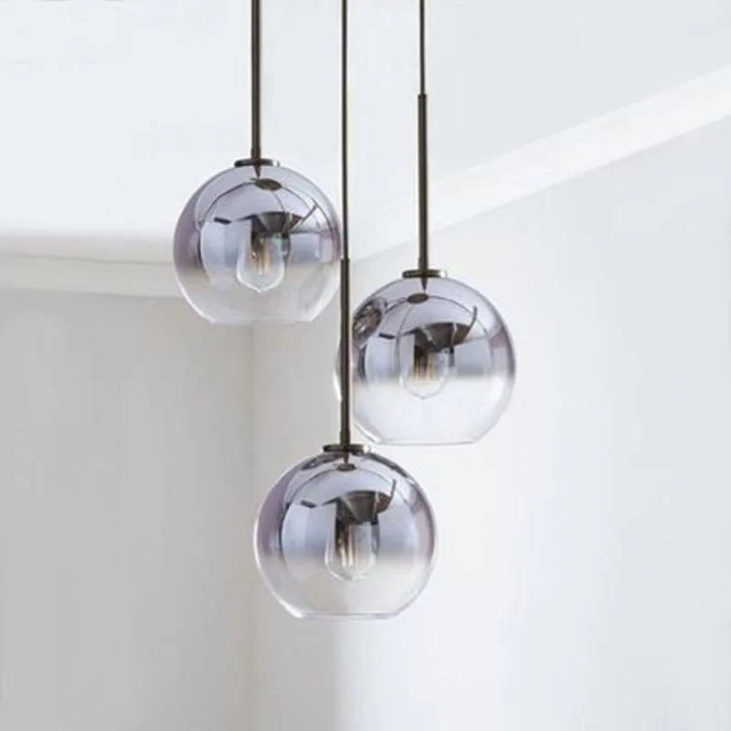 Лофт современный подвесной светильник цвет серебристый Золотой Стекло мяч Hanglamp