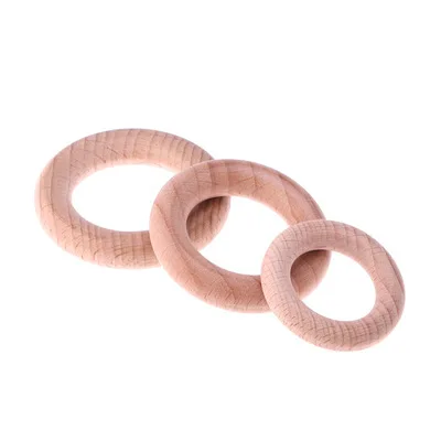 Anillo de madera de haya de 70/55/60/65mm para beb&eacute;, mordedor para gimnasio, sin BPA, pulsera de lactancia artesanal, fabricaci&oacute;n de joyas, 10 Uds.-2