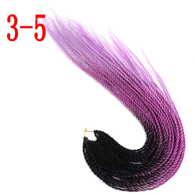 3-5 MERISIHAIR Ombre Сенегальские крученые волосы на крючках косички 24 дюйма 30 корней/упаковка синтетические косички волосы для женщин серый, синий, розовый, бро - Цвет: 3-5