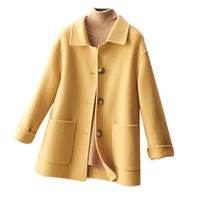 autumn and winter double sided cashmere coat womens korean version simple slim little tweed new 100 pure wool coat