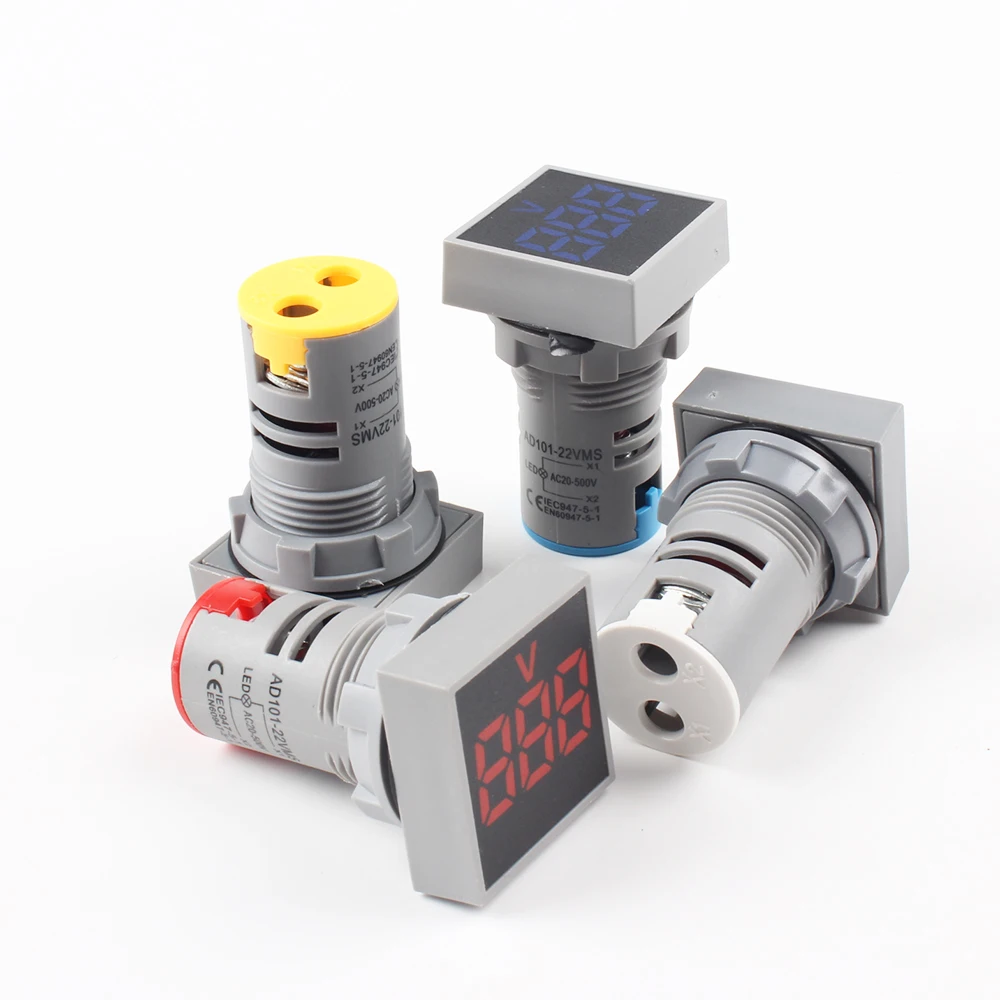 22MM LED Measuring Range 20V-500V AC Voltmeter voltage meter indicator pilot light Red Yellow Green white Blue digital | Инструменты