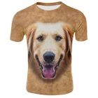 Новые летние футболки с 3D печать, футболка для мальчиков с надписью в стиле Харадзюку, модные рубашки с короткими рукавами Детская футболка с милым животным принтом Собака, уличная одежда унисекс, футболка с человеком-0-образным вырезом