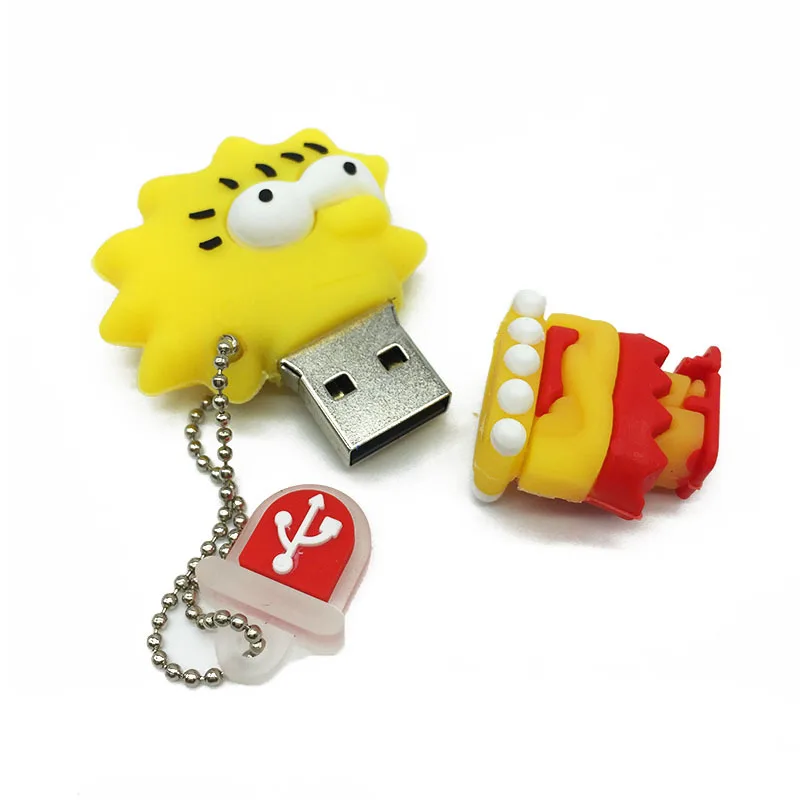 Милый мультяшный usb флеш-накопитель, 128 ГБ, память usb 2,0, 16 ГБ, 4 ГБ, 8 ГБ, usb флешка, 64 ГБ,, креативная Флешка Симпсон, 32 ГБ, флешка