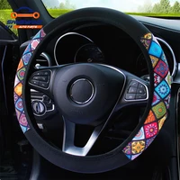 38cm elastic car steering wheel cover ethnic style print anti slip car styling car steering wheel cover car interior accessories