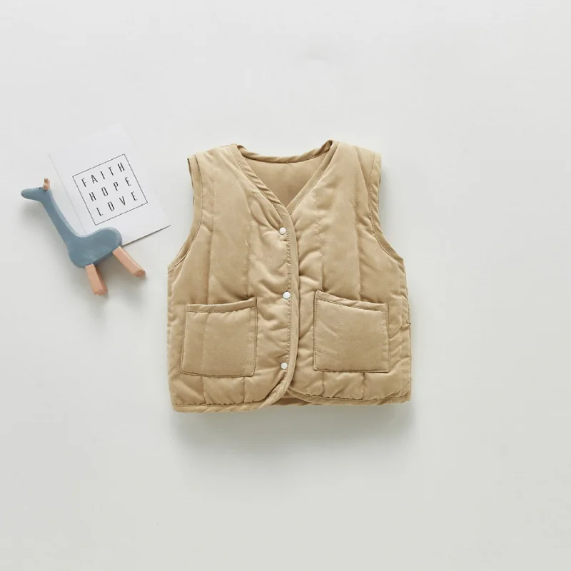 Chaleco marr&oacute;n albaricoque para beb&eacute;s y ni&ntilde;os, sin mangas con ropa Retro cuello en V, a prueba de viento, 0 a 3 a&ntilde;os, E402, invierno, 2021-2