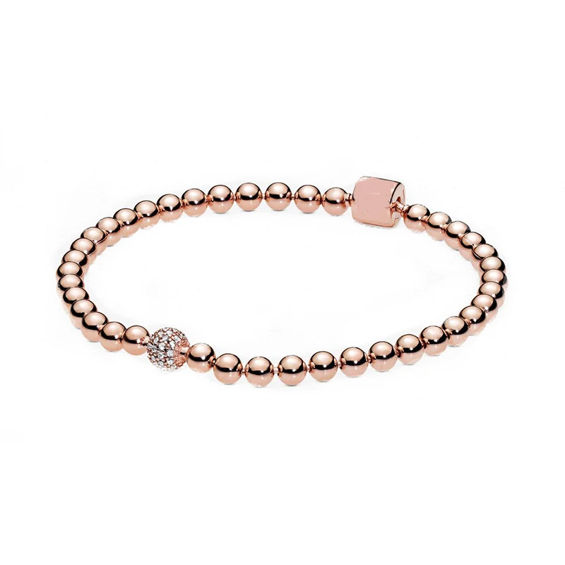 

Beads & Pave Bracelet 100% 925 Sterling Silver Beads & Pave Bracelet Fit European Charms Diy Jewelry