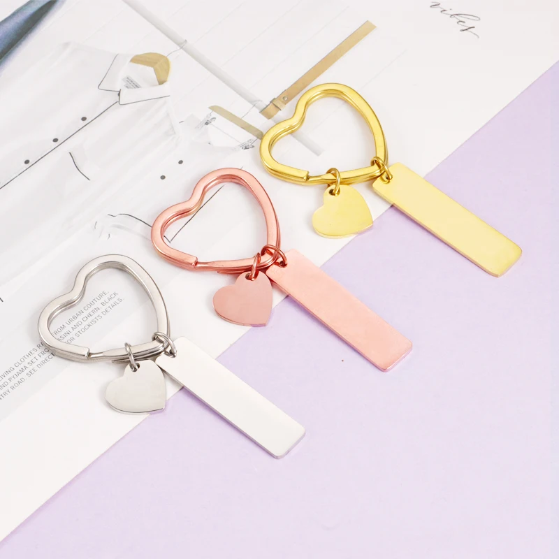 

Fnixtar 10Pcs Mirror Polish Stainless Steel Heart Keyring Heart Strip Blank Pendant Keychains For DIY Making Womens Mens Jewelry