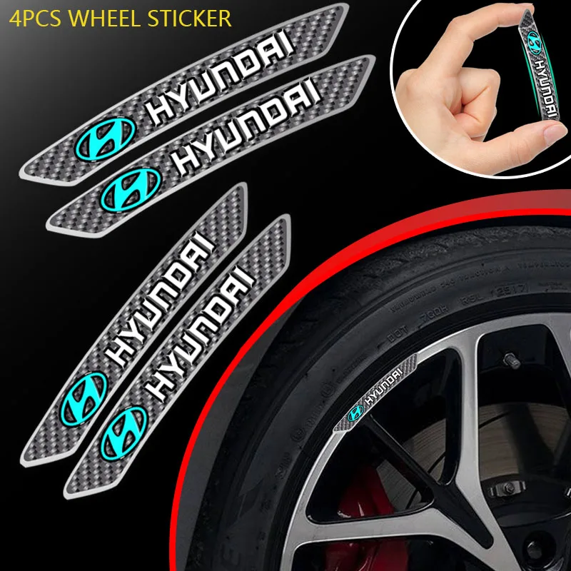 

4pcs Racing Rims Car Wheel Stickers Auto Decorative Stripe Decal for Hyundai I30 I20 Kona Tucson 2021 2019 2017 2016 Accessories