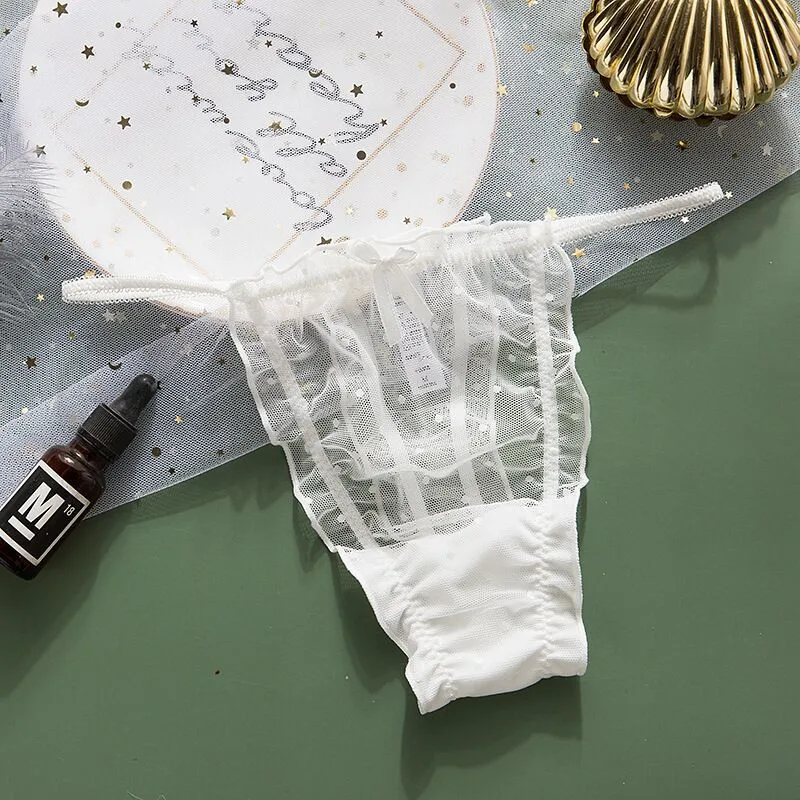 

Full Lace Hollow Transparent Women Thong Sexy LadiesUnderwear Solid Color T Pants Seamless Low Waist Briefs