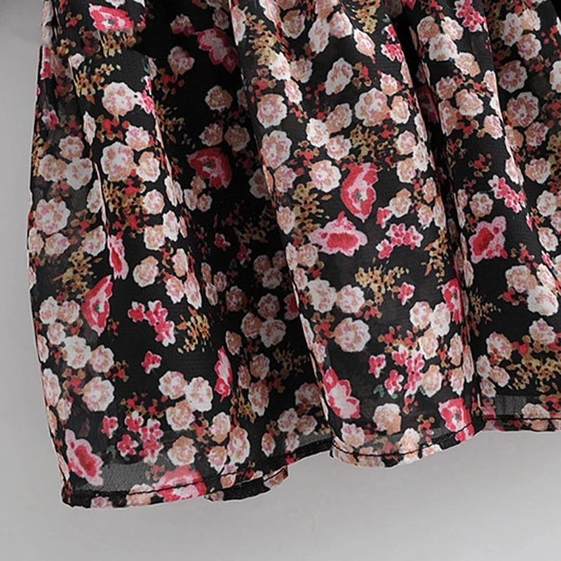 

Boho Style Floral Print Pleated Dress Long Sleeve Women Mini Dress O Neck Loose Ladies Dresses Beach Sundress Ropa Mujer