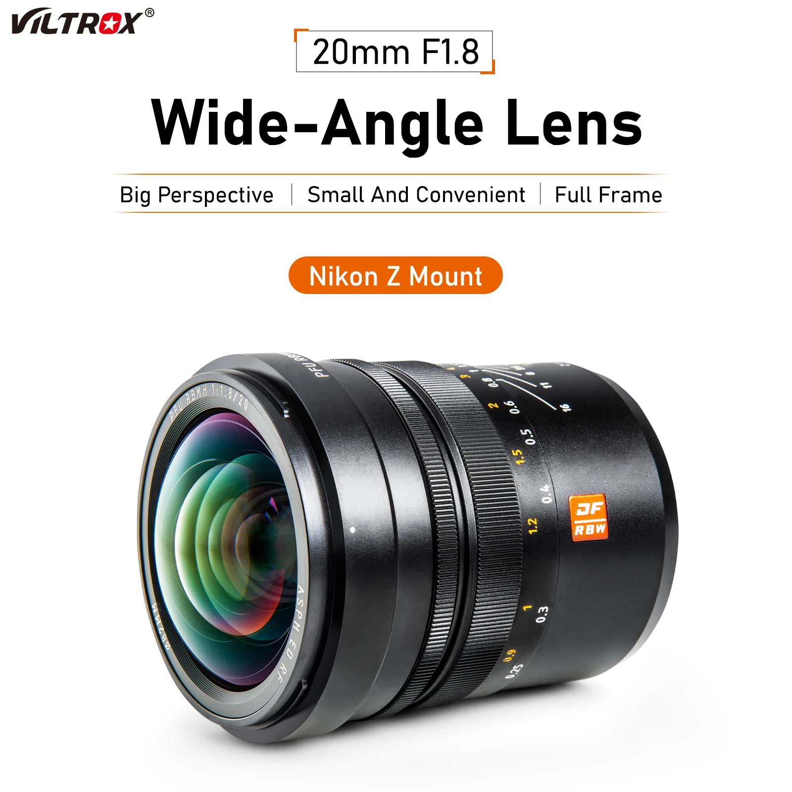 Объектив для камеры VILTROX 20 мм F1.8 ASPH с ручной фокусировкой и полной рамкой