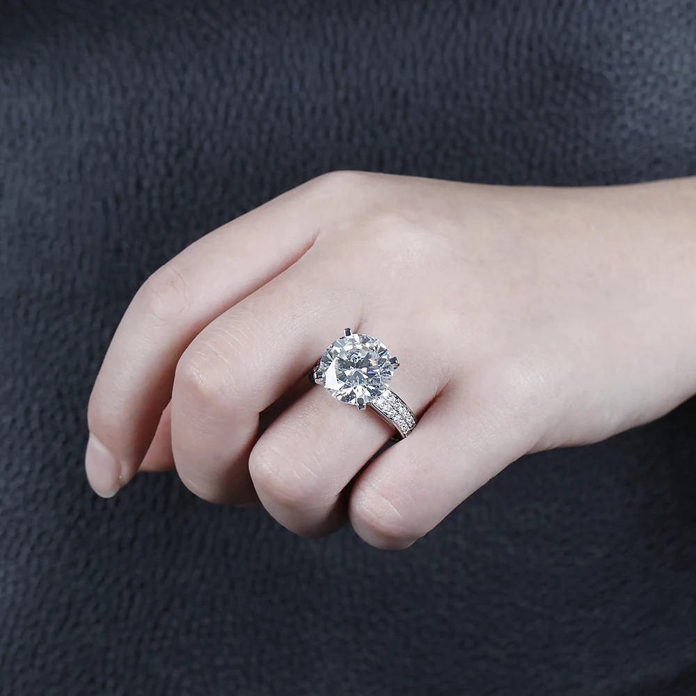 10K белое золото 1 2 3 4 5 карат круглое Moissanite бриллиантовое кольцо для женщин Свадьба