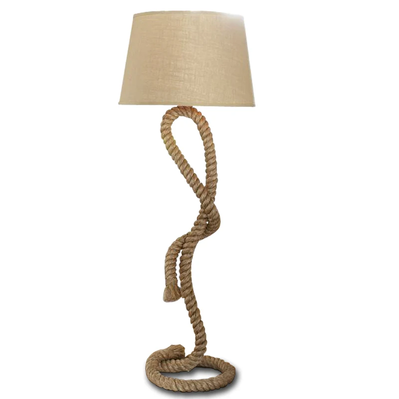 

American country hemp rope floor lamp retro living room dining room bedroom hotel floor lamp