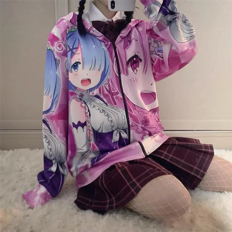 

HOUZHOU Anime Hoodie Oversize Kawaii Cute Japanese Streetwear Women 90s Aesthetic Harajuku Sudaderas Zip Up Long Sleeve Hoodies