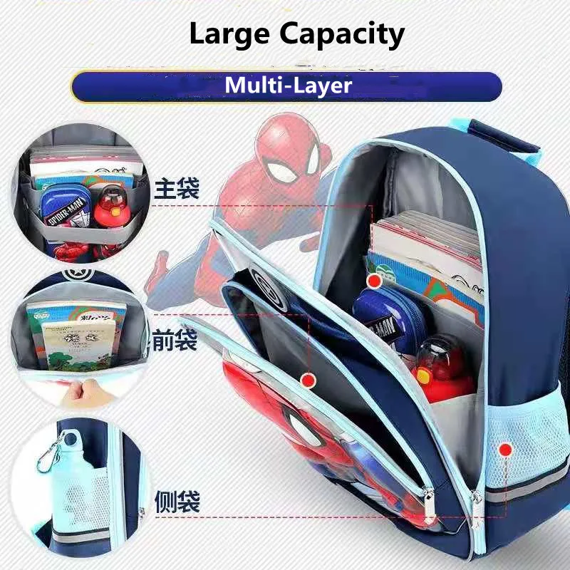 Disney New School Bags For Boys Primary Student Shoulder Backpack Grade 1-5 Spider Iron Man Caption America Kid Gifts Mochila