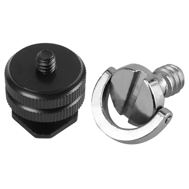 

1X Durable Pro 1/4 Mount Adapter F Threaded Tripod Sled Flash Hot Shoe Black & 5 Pack 1/4Inch Quick Release Plate Mounting Screw