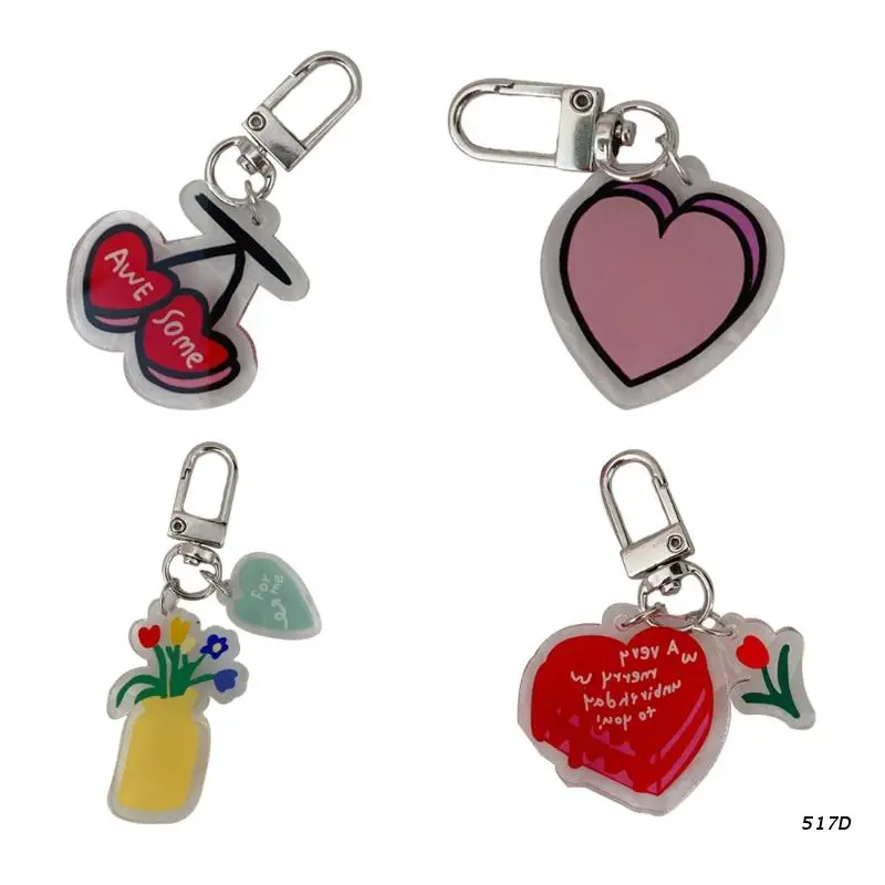 

Cute Keychain Flower Heart Cherry Shape Key Rings Chain Bag Jewelry Pendant Purse Bag Key Chains Accessories