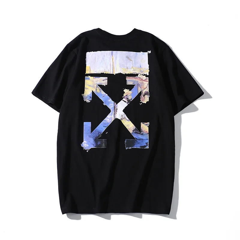 

Summer new OWF off white oil painting figure arrow short sleeve cotton T-shirt