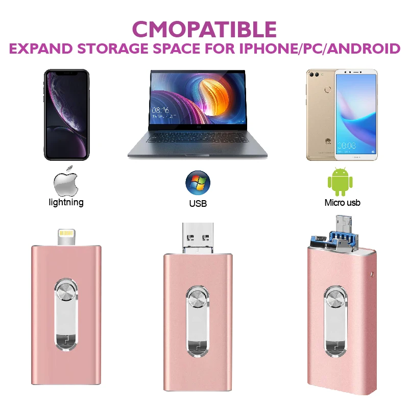 3 in 1 USB 3.0 Flash Drive Memory Stick OTG Pendrive For iPhone PC APPLE 256GB 128GB 64GB 32GB 16GB U disk | Компьютеры и офис