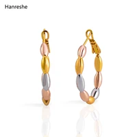 hanreshe copper hoop earrings classic jewelry weddings exquisite pretty statement round 585 rose gold color earring women gift