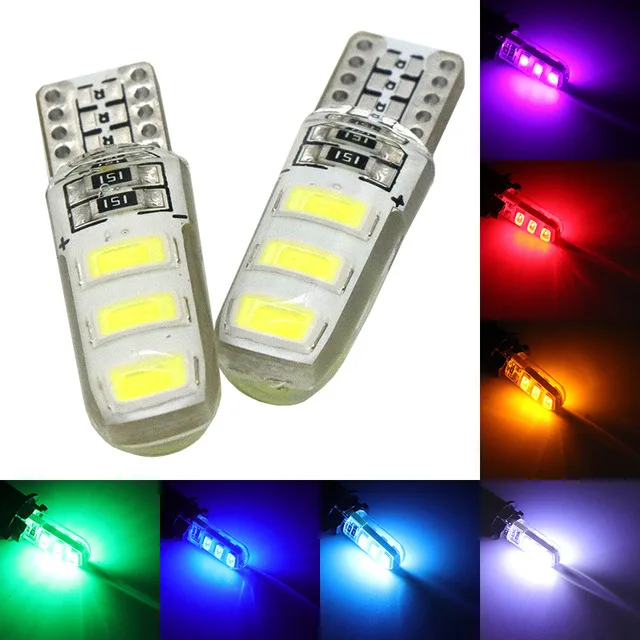 

2pcs LED W5W T10 194 168 W5W COB 6SMD Led Parking Bulb Auto Wedge Clearance Lamp CANBUS Silica Bright White License Light Bulbs
