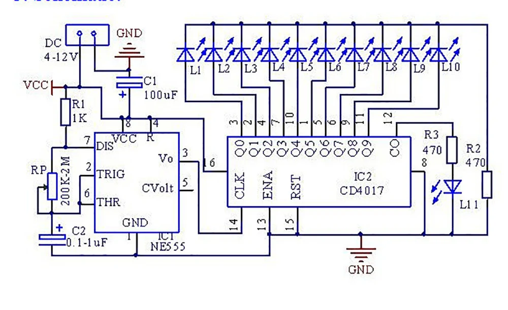 NE555 CD4017 светильник водопроводный светильник светодиодный модуль DIY Электронный шатер светильник DIY Kit Белый ходовой поток светодиодный электронный DIY Kit