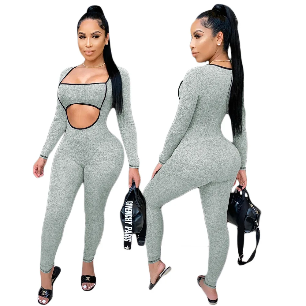 Спортивная одежда с квадратным вырезом комбинезон Для женщин вырезами длинным