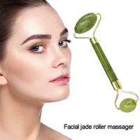 free shipping double head green jade roller elliptical massager eye face neck facial slimming thin face beauty health care tools