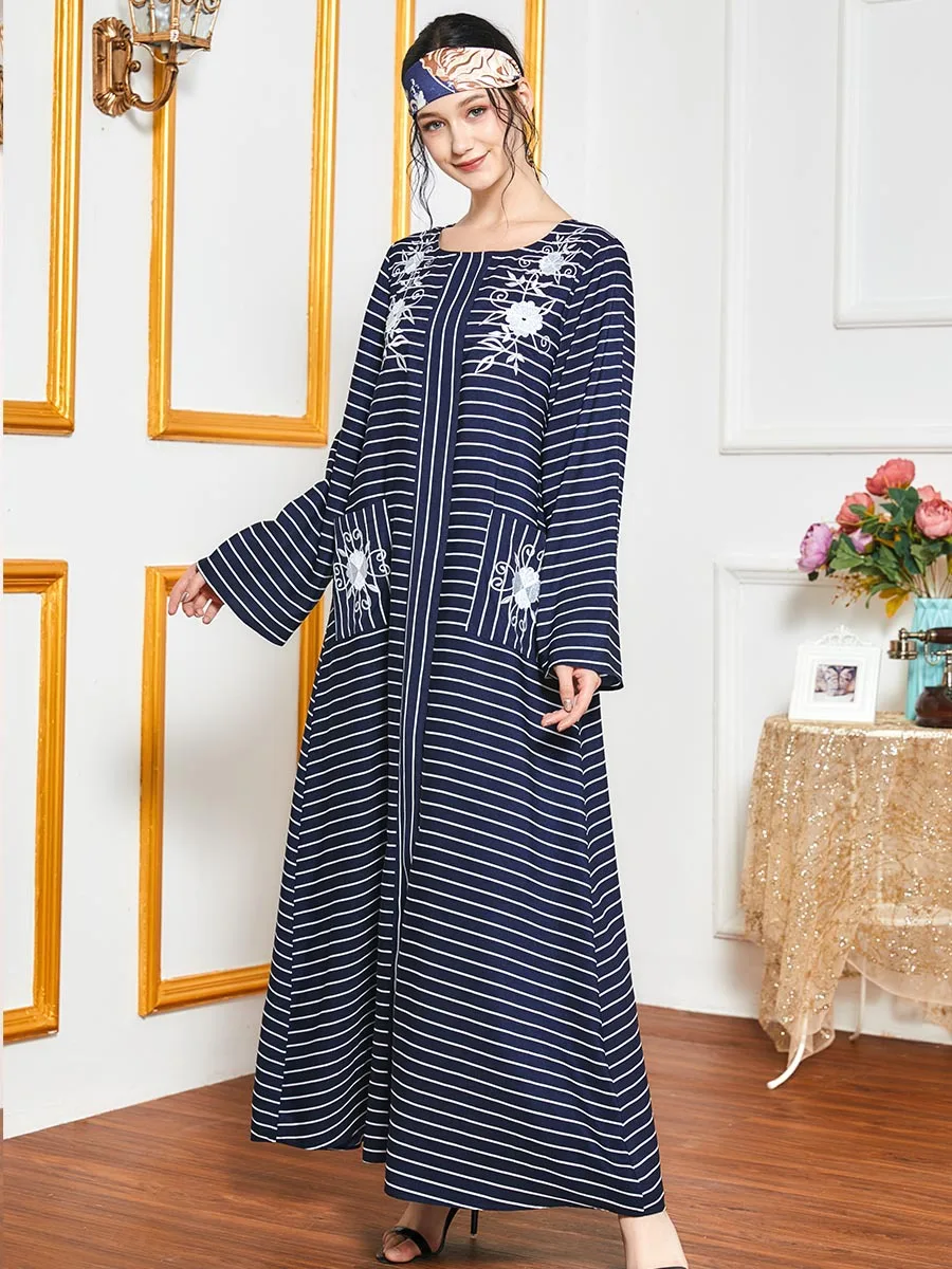 Платье в полоску с длинным рукавом осень/весна|Женские платья| |