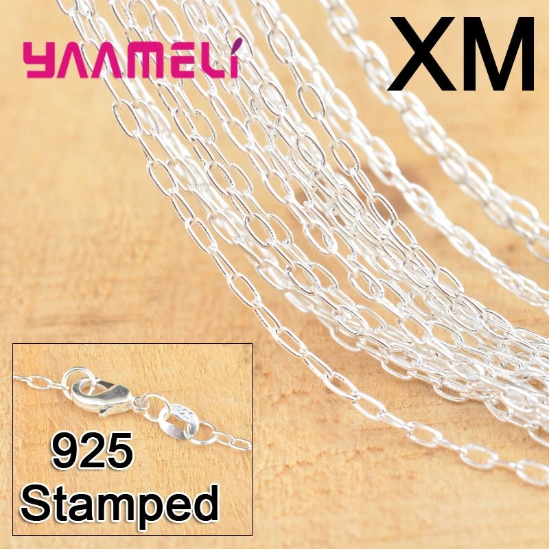 

100% 925 Sterling Silver Jewelry Link Necklace Chains With Lobster Clasps For Pendant DIY Jewelry Findings 30PCS 18 Inch(45cm)