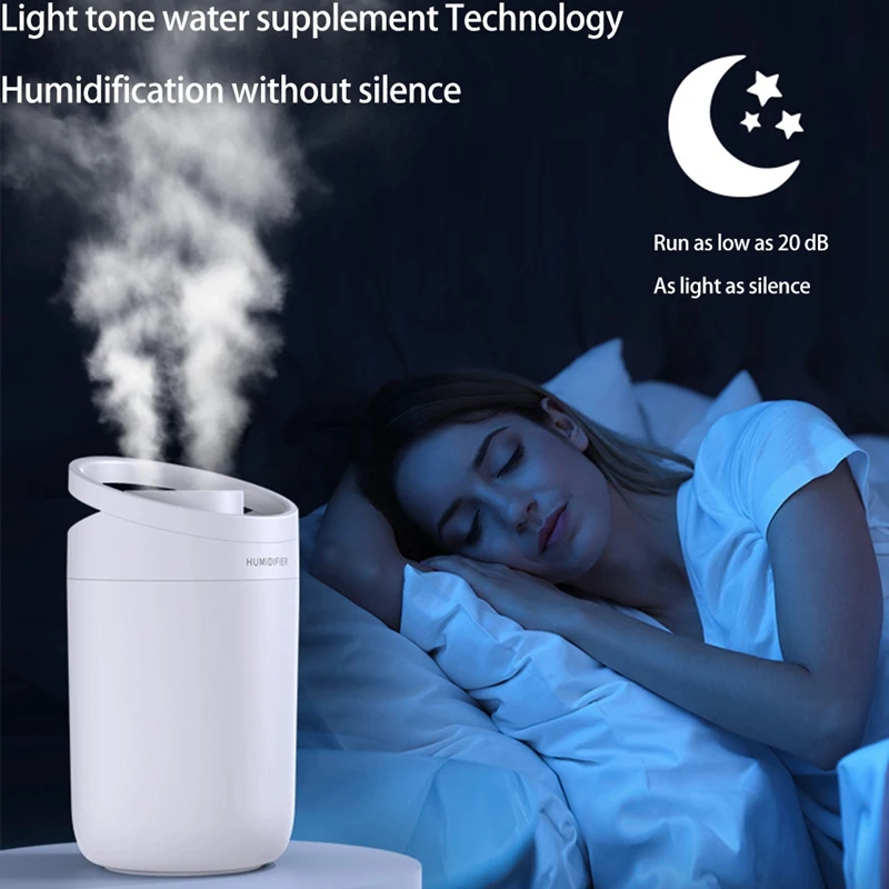 

HOT-Office Double Spray Humidifier Desktop Humidifier 3 L Large Capacity Usb Portable Air Humidifier Diffuser for HomeOffice