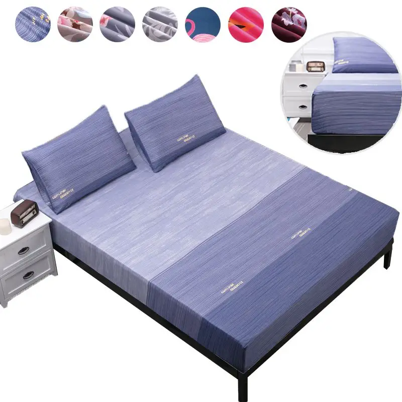 

Simplicity Pure Pattern Printing Brushed Fitted Sheet Mattress Cover With Elastic Band Soft Bedding Linens Home Textile