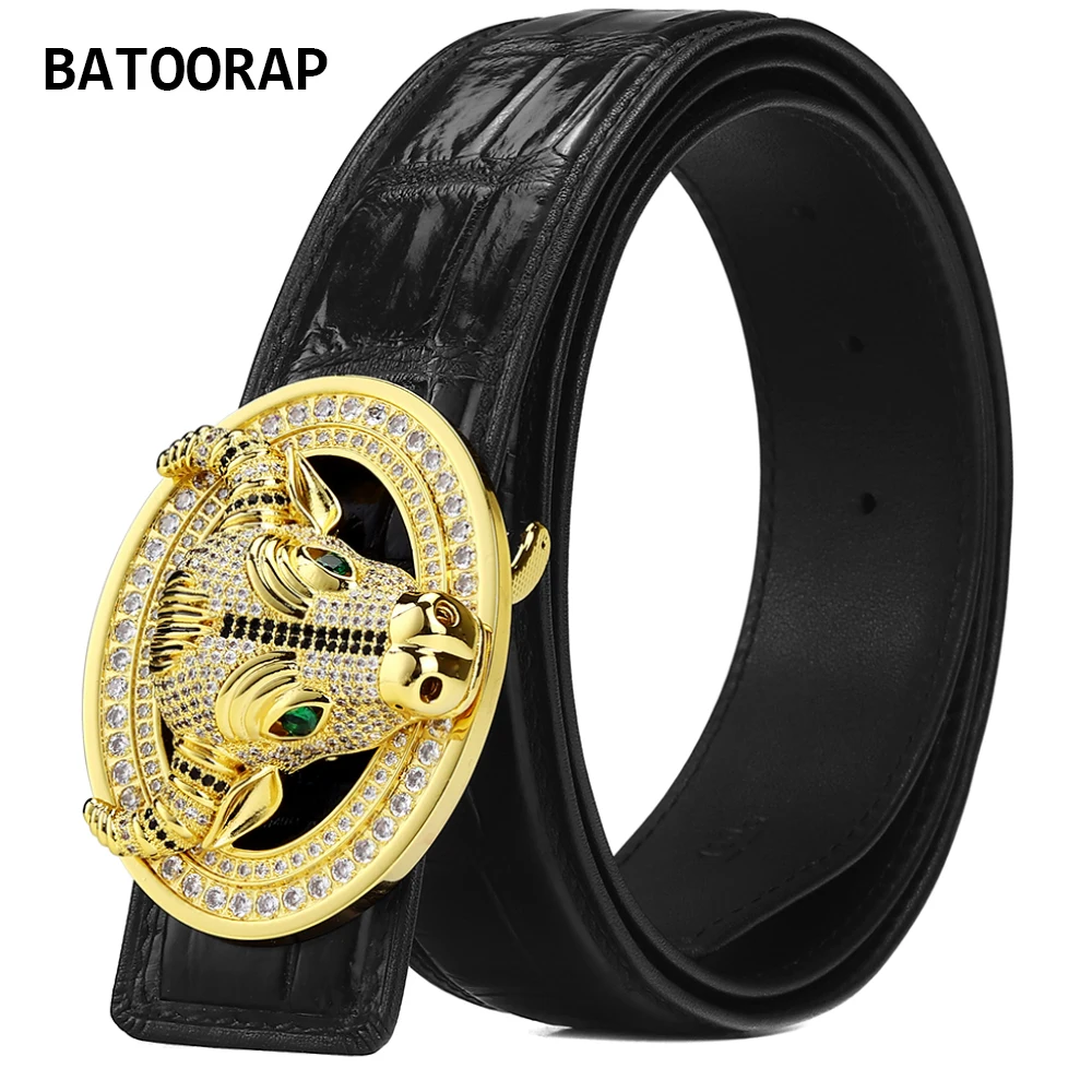 

Роскошный высококачественный ремень BATOORAP из крокодиловой кожи для мужчин, дизайнерский пояс из нержавеющей стали с пряжкой из коровьей и алмазной кожи, крокодиловый пояс для живота G105P25