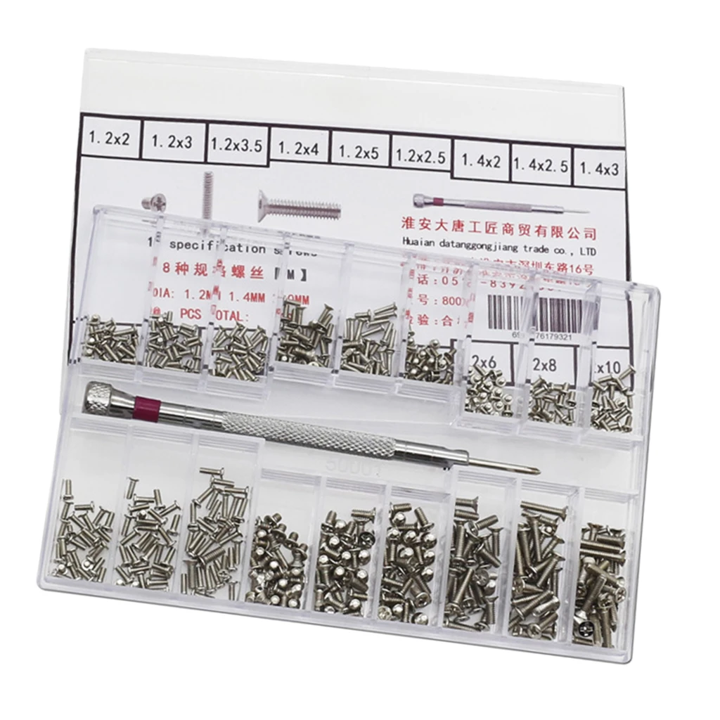 

500x 18types Screw Nuts Watch Replacement Tool DIY Crafts Making 1.2-2.0mm