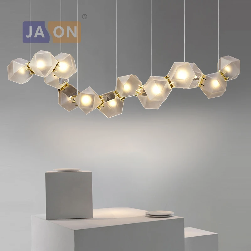 

Dimmable LED Artistic White Glass Stones Silver Gold Designer Chandelier Lighting Lustre Suspension Luminaire Lampen For Foyer