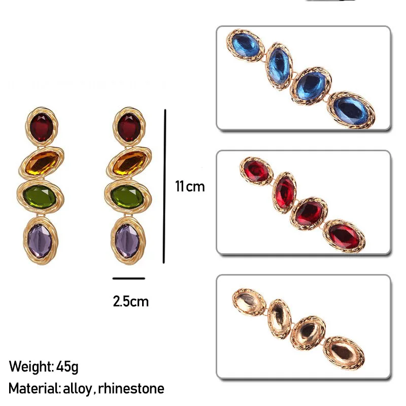 Женские большие длинные серьги Cpop Разноцветные серьги-капли со стразами модные