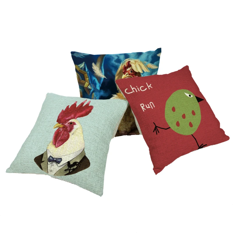 Автомобильные декоративные чехлы на подушки 43*43 см Забавный петух Желтый Красный