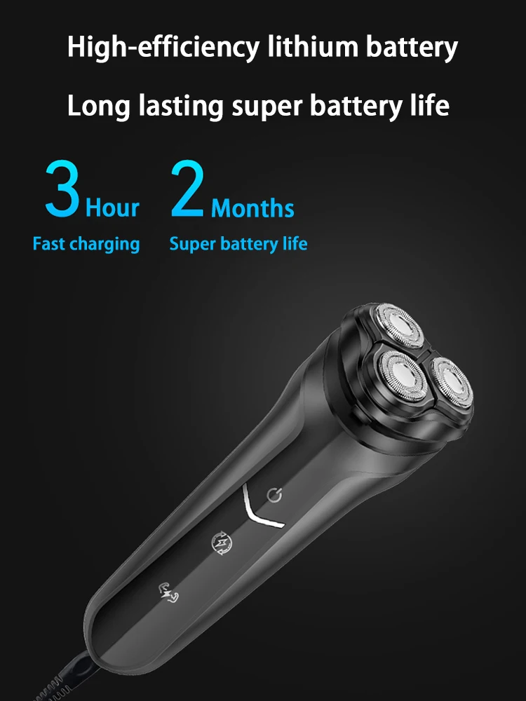 

USB Charging Men's Electric Razor Portable Men's Beard Trimmer Beard Razor 3D Head Three-blade Electric Razor Household Razor