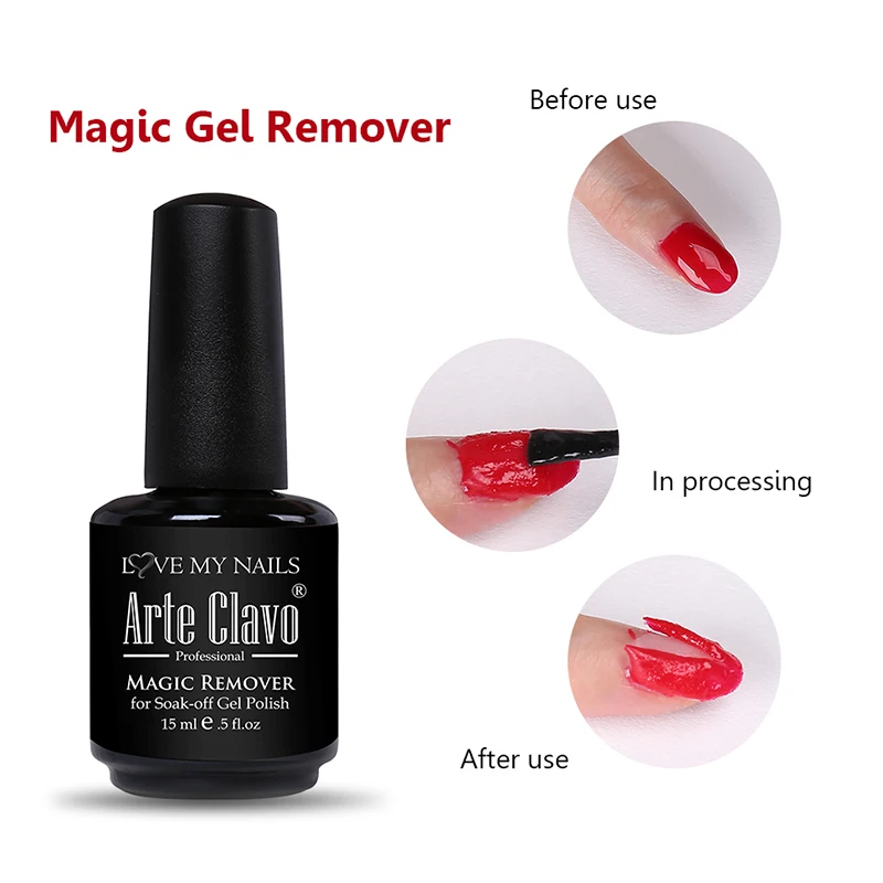 Gel Remover 15ml Arte Clavo УФ гель Топ базовый слой набор 10 мл Гель-лак для ногтей искусство замочить от гель лак резиновая основа не протирать Топ гель лак - Цвет: Gel Remover 15ml